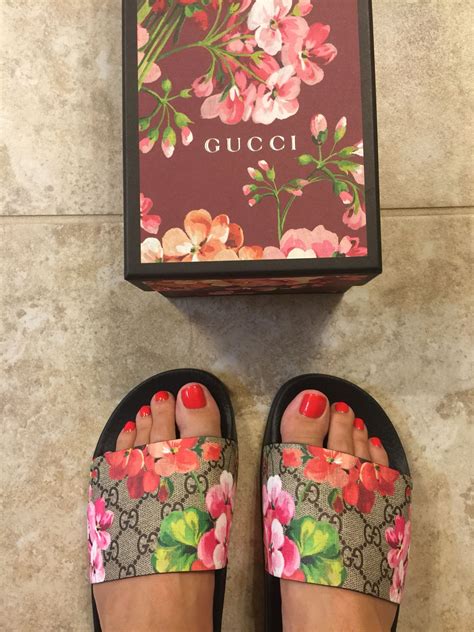 gucci flower slides cheap|gucci floral slides outfit.